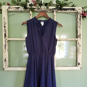 Monki Navy Blue White Polka Dot Mid Dress
